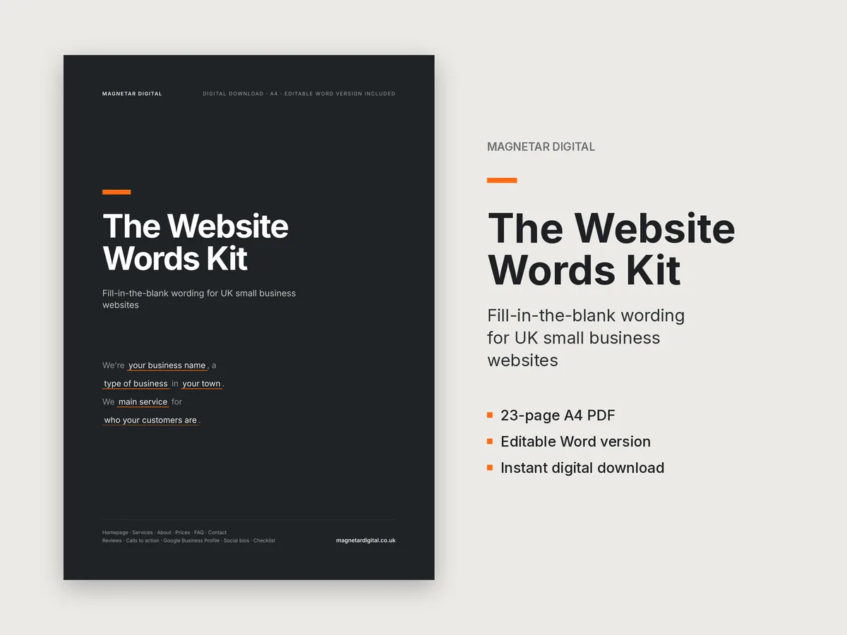 Cover of The Website Words Kit: fill-in-the-blank wording for UK small business websites
